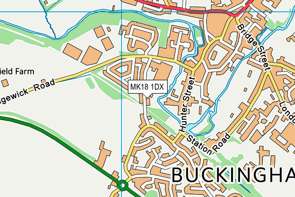 MK18 1DX map - OS VectorMap District (Ordnance Survey)