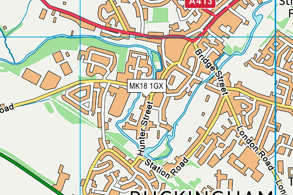 MK18 1GX map - OS VectorMap District (Ordnance Survey)