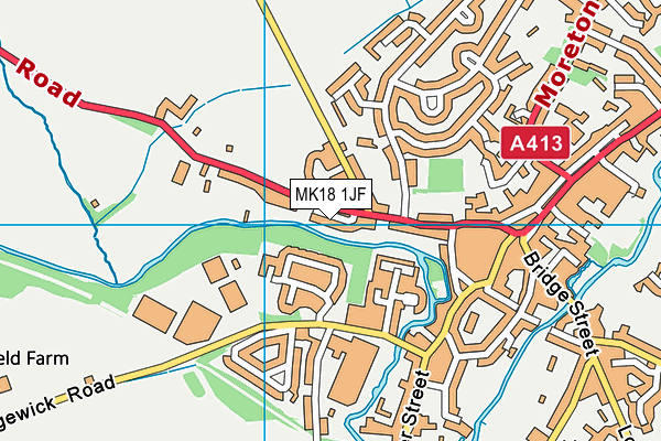 MK18 1JF map - OS VectorMap District (Ordnance Survey)