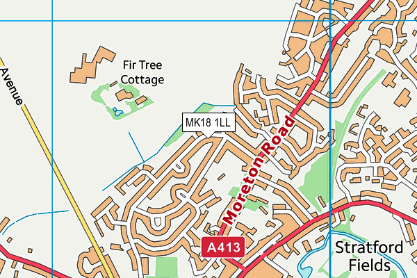 MK18 1LL map - OS VectorMap District (Ordnance Survey)