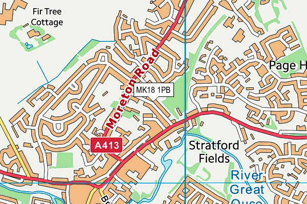 MK18 1PB map - OS VectorMap District (Ordnance Survey)