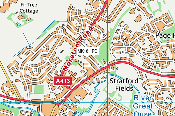 MK18 1PD map - OS VectorMap District (Ordnance Survey)