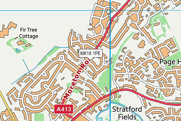 MK18 1PE map - OS VectorMap District (Ordnance Survey)