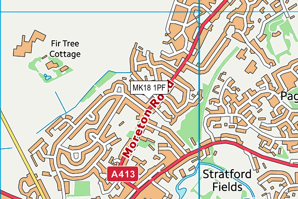 MK18 1PF map - OS VectorMap District (Ordnance Survey)