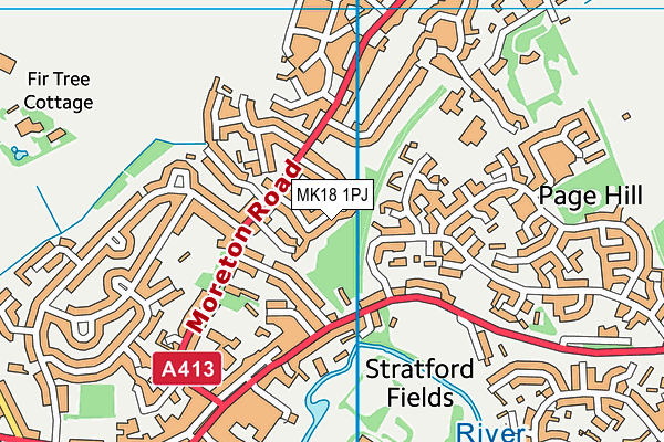 MK18 1PJ map - OS VectorMap District (Ordnance Survey)