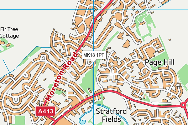 MK18 1PT map - OS VectorMap District (Ordnance Survey)