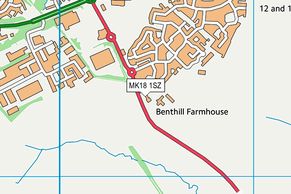 MK18 1SZ map - OS VectorMap District (Ordnance Survey)