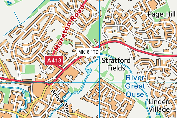 MK18 1TD map - OS VectorMap District (Ordnance Survey)