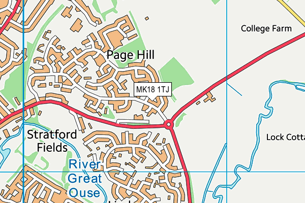 MK18 1TJ map - OS VectorMap District (Ordnance Survey)