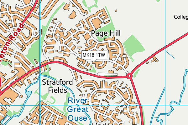 MK18 1TW map - OS VectorMap District (Ordnance Survey)