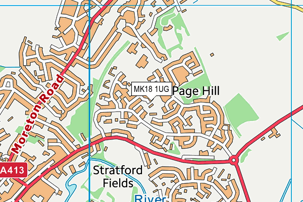 MK18 1UG map - OS VectorMap District (Ordnance Survey)