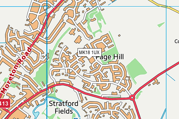 MK18 1UX map - OS VectorMap District (Ordnance Survey)