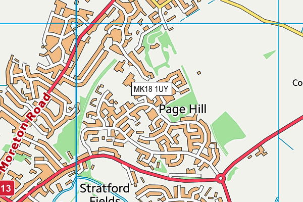 MK18 1UY map - OS VectorMap District (Ordnance Survey)