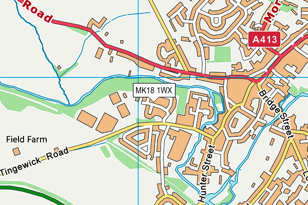 MK18 1WX map - OS VectorMap District (Ordnance Survey)