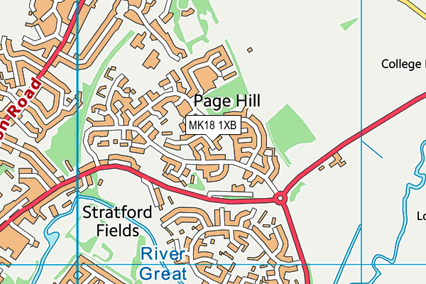 MK18 1XB map - OS VectorMap District (Ordnance Survey)