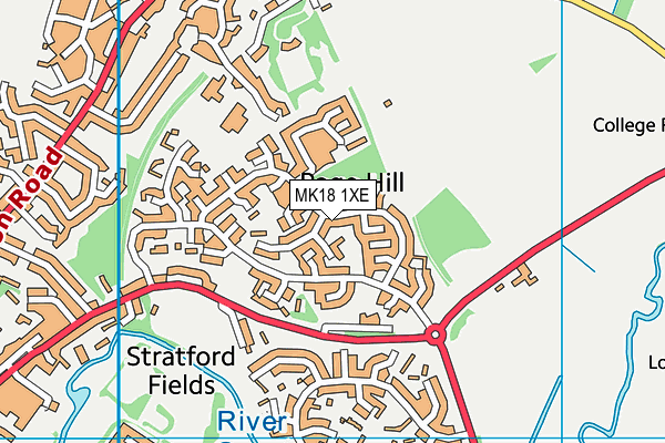 MK18 1XE map - OS VectorMap District (Ordnance Survey)