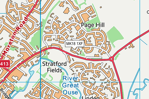 MK18 1XF map - OS VectorMap District (Ordnance Survey)