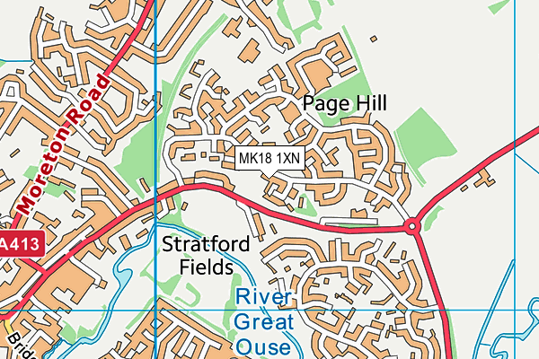 MK18 1XN map - OS VectorMap District (Ordnance Survey)