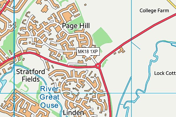 MK18 1XP map - OS VectorMap District (Ordnance Survey)