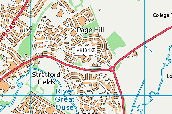 MK18 1XR map - OS VectorMap District (Ordnance Survey)