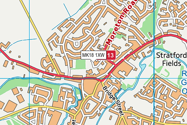 MK18 1XW map - OS VectorMap District (Ordnance Survey)