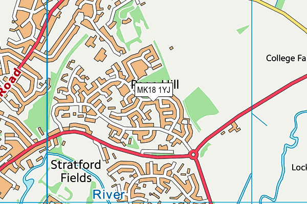 MK18 1YJ map - OS VectorMap District (Ordnance Survey)