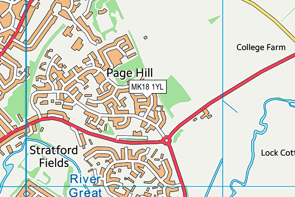 MK18 1YL map - OS VectorMap District (Ordnance Survey)