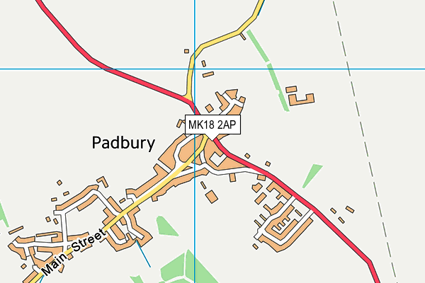 Padbury Village Hall map (MK18 2AP) - OS VectorMap District (Ordnance Survey)