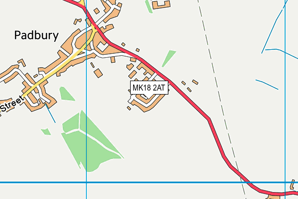 Padbury Recreation Ground map (MK18 2AT) - OS VectorMap District (Ordnance Survey)