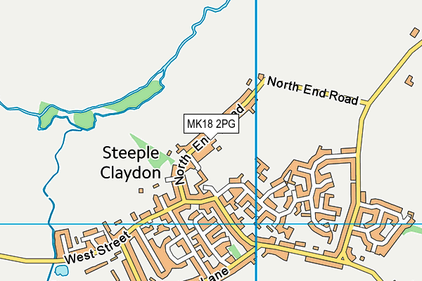 Steeple Claydon Recreation Ground map (MK18 2PG) - OS VectorMap District (Ordnance Survey)