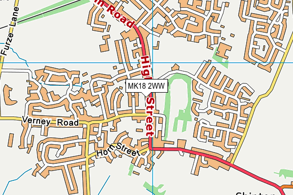 MK18 2WW map - OS VectorMap District (Ordnance Survey)