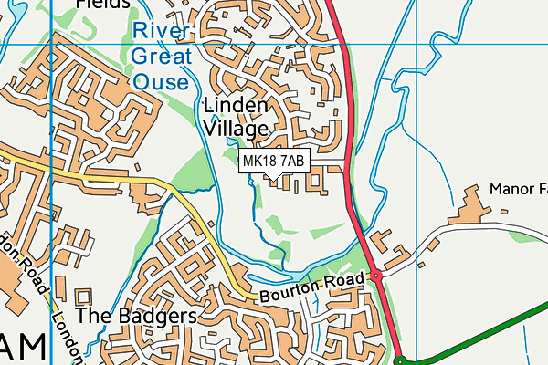 MK18 7AB map - OS VectorMap District (Ordnance Survey)