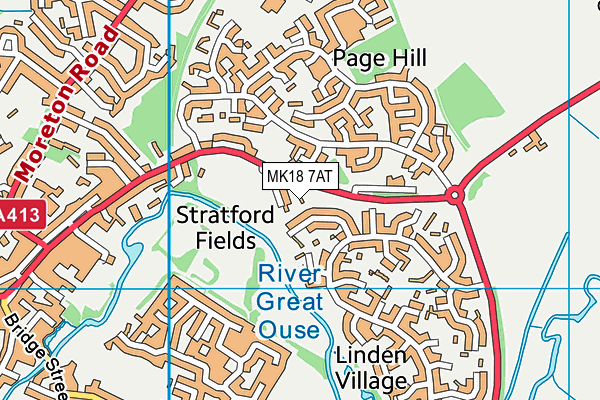 MK18 7AT map - OS VectorMap District (Ordnance Survey)