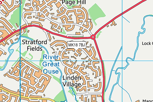 MK18 7BJ map - OS VectorMap District (Ordnance Survey)