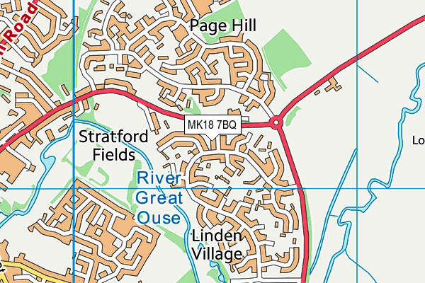 MK18 7BQ map - OS VectorMap District (Ordnance Survey)