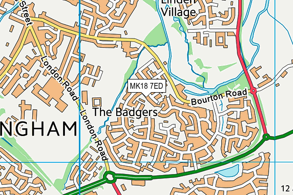 MK18 7ED map - OS VectorMap District (Ordnance Survey)