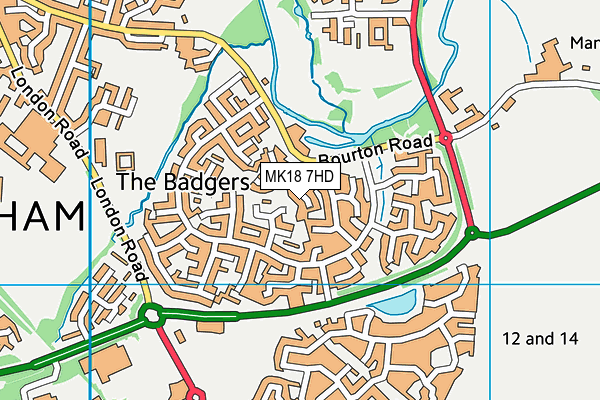 MK18 7HD map - OS VectorMap District (Ordnance Survey)