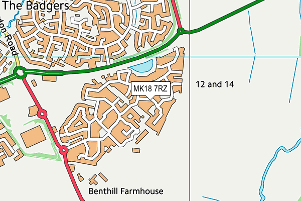 MK18 7RZ map - OS VectorMap District (Ordnance Survey)