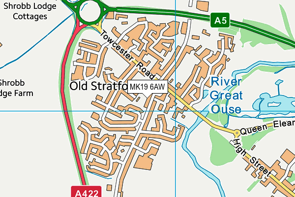 MK19 6AW map - OS VectorMap District (Ordnance Survey)