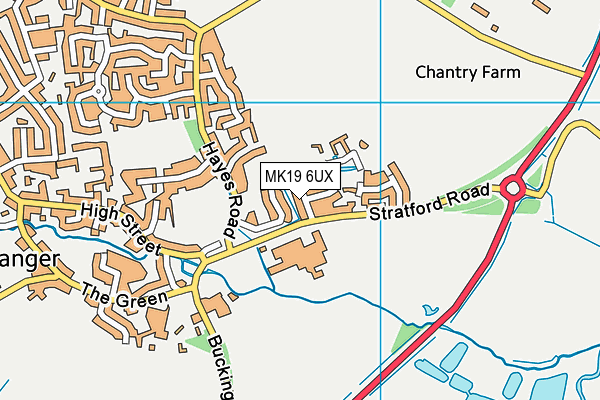 MK19 6UX map - OS VectorMap District (Ordnance Survey)