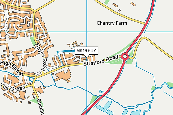 MK19 6UY map - OS VectorMap District (Ordnance Survey)