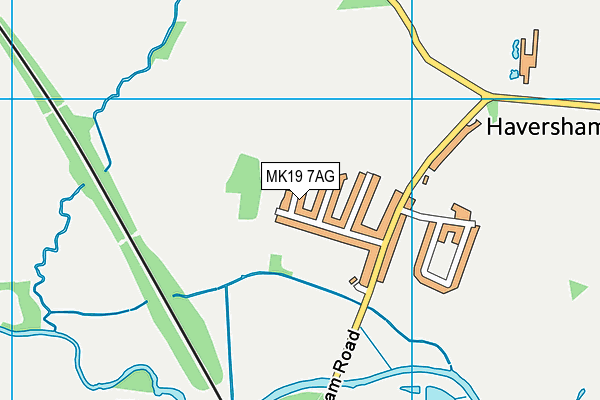 MK19 7AG map - OS VectorMap District (Ordnance Survey)