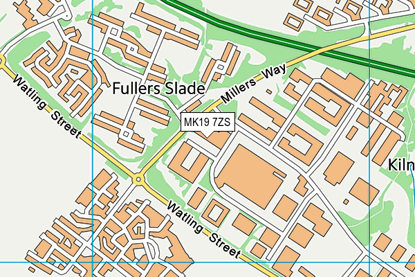 MK19 7ZS map - OS VectorMap District (Ordnance Survey)
