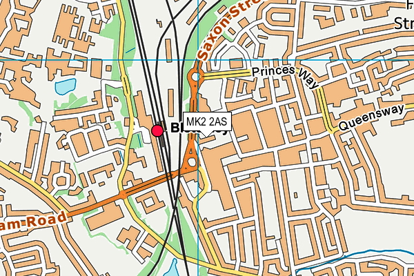 MK2 2AS map - OS VectorMap District (Ordnance Survey)