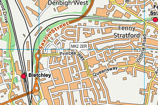 MK2 2ER map - OS VectorMap District (Ordnance Survey)