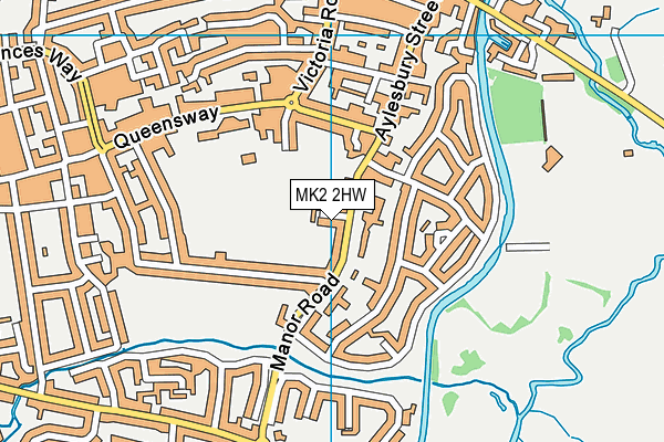 MK2 2HW map - OS VectorMap District (Ordnance Survey)