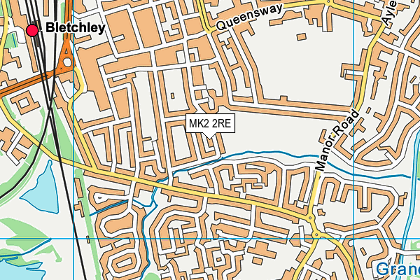 MK2 2RE map - OS VectorMap District (Ordnance Survey)