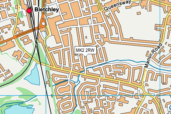 MK2 2RW map - OS VectorMap District (Ordnance Survey)