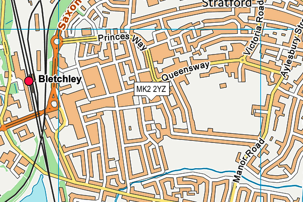 MK2 2YZ map - OS VectorMap District (Ordnance Survey)