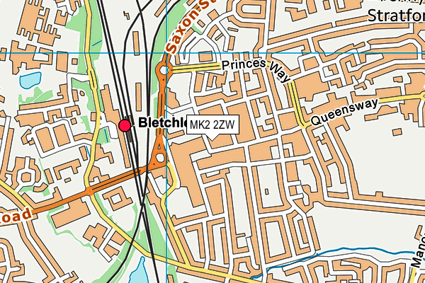 MK2 2ZW map - OS VectorMap District (Ordnance Survey)